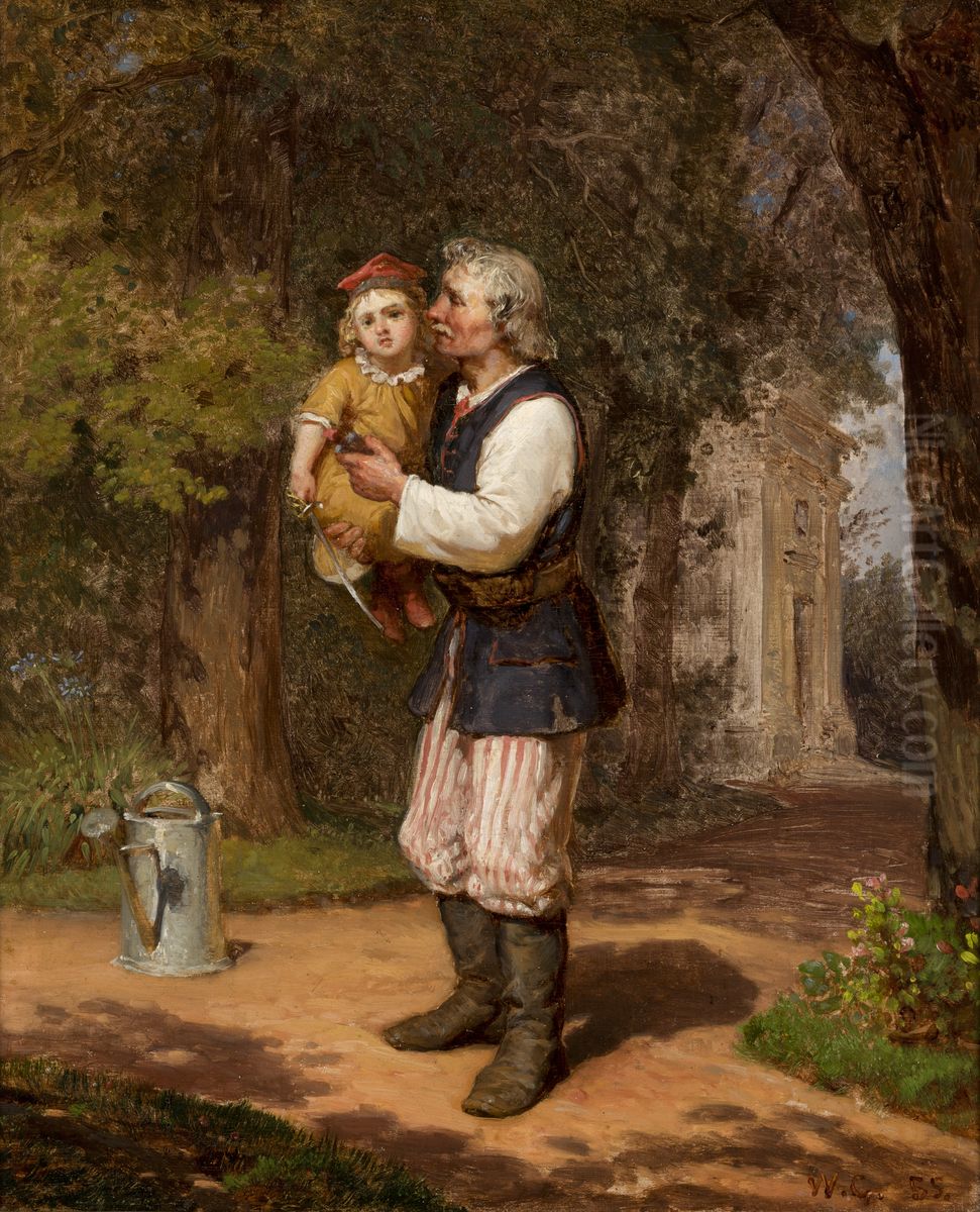 Gardener and a Little Colonel Oil Painting by Wojciech Gerson