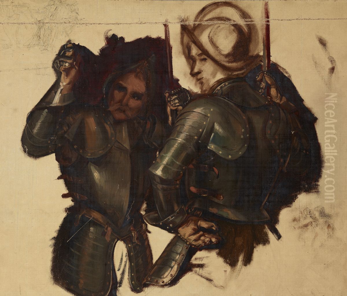 Figures of Armoured Guards. Study to the Painting 