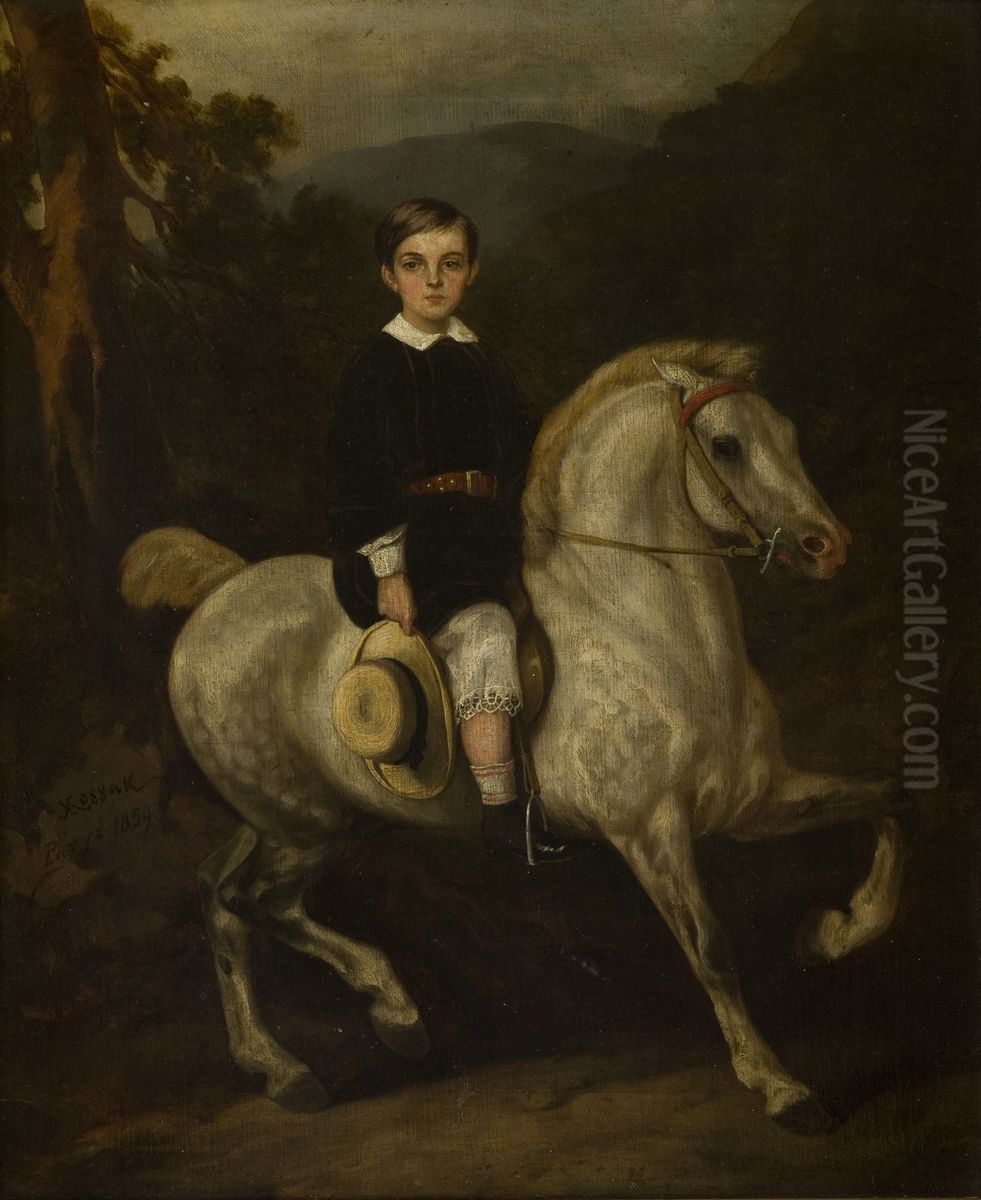Portrait of General Hauke's Son Oil Painting by Juliusz Kossak