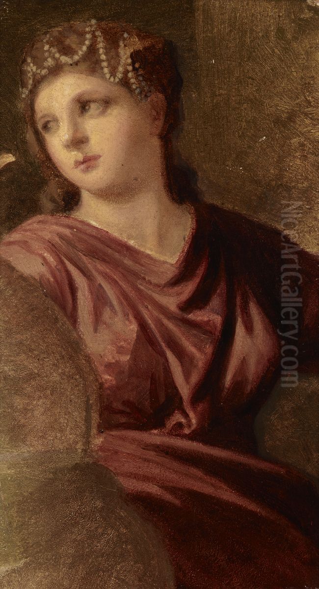 Woman with Pearls in Her Hair Oil Painting by Artur Grottger