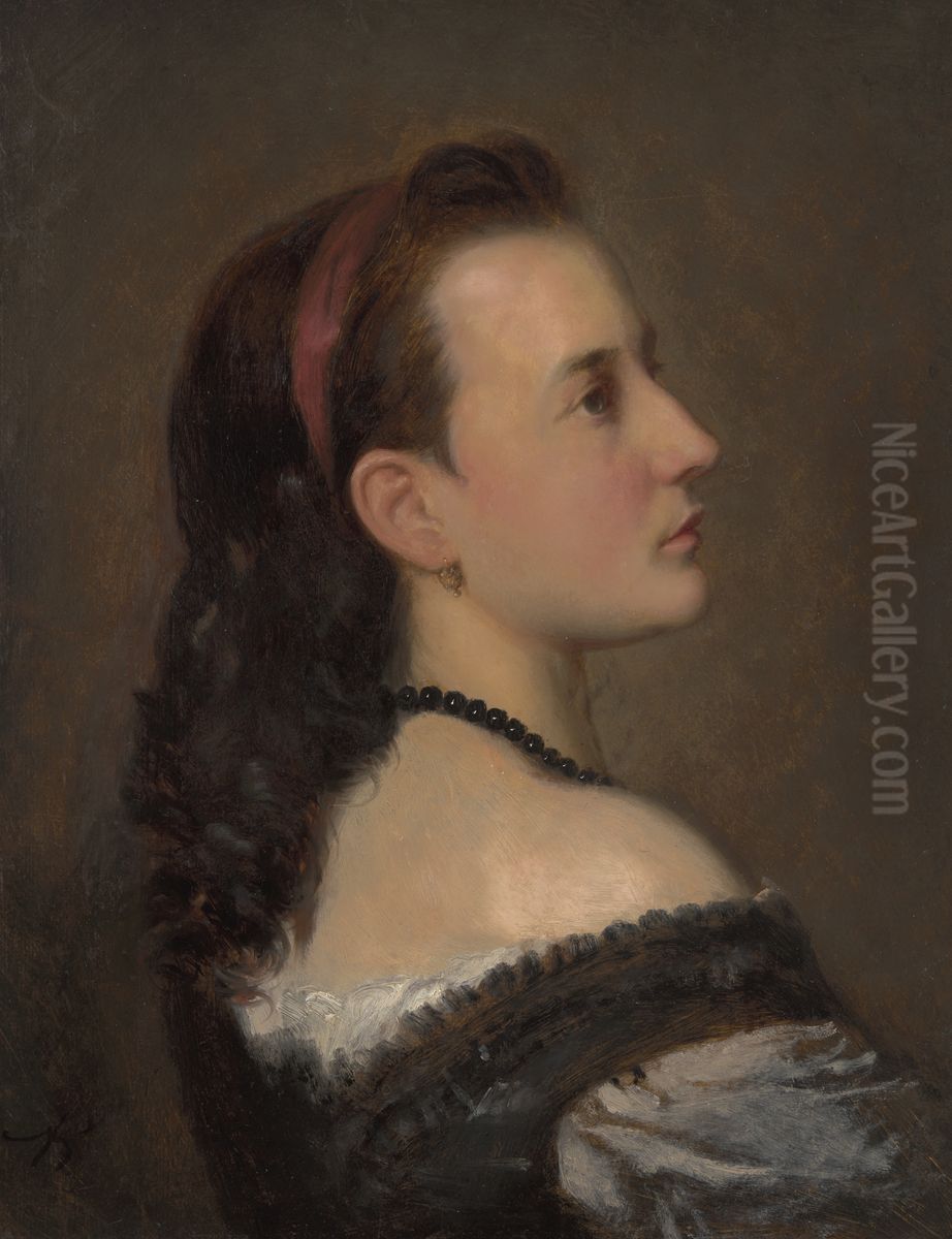 Portrait of a Young Lady Oil Painting by Aleksander Kotsis