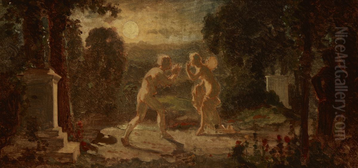 Conversation of Statues Oil Painting by Artur Grottger