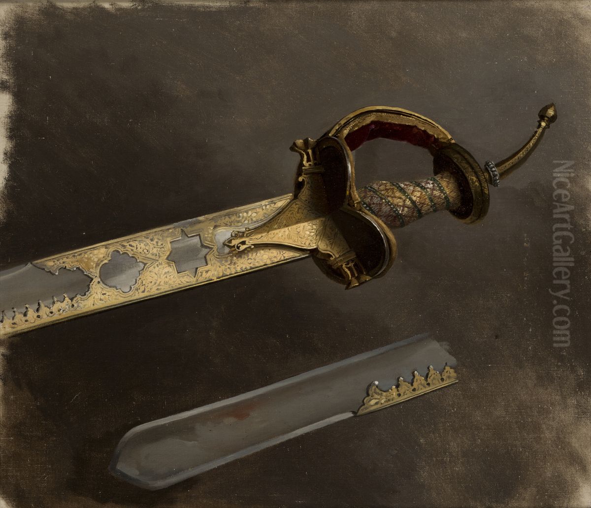 Study of a Sabre Oil Painting by Stanislaw Chlebowski