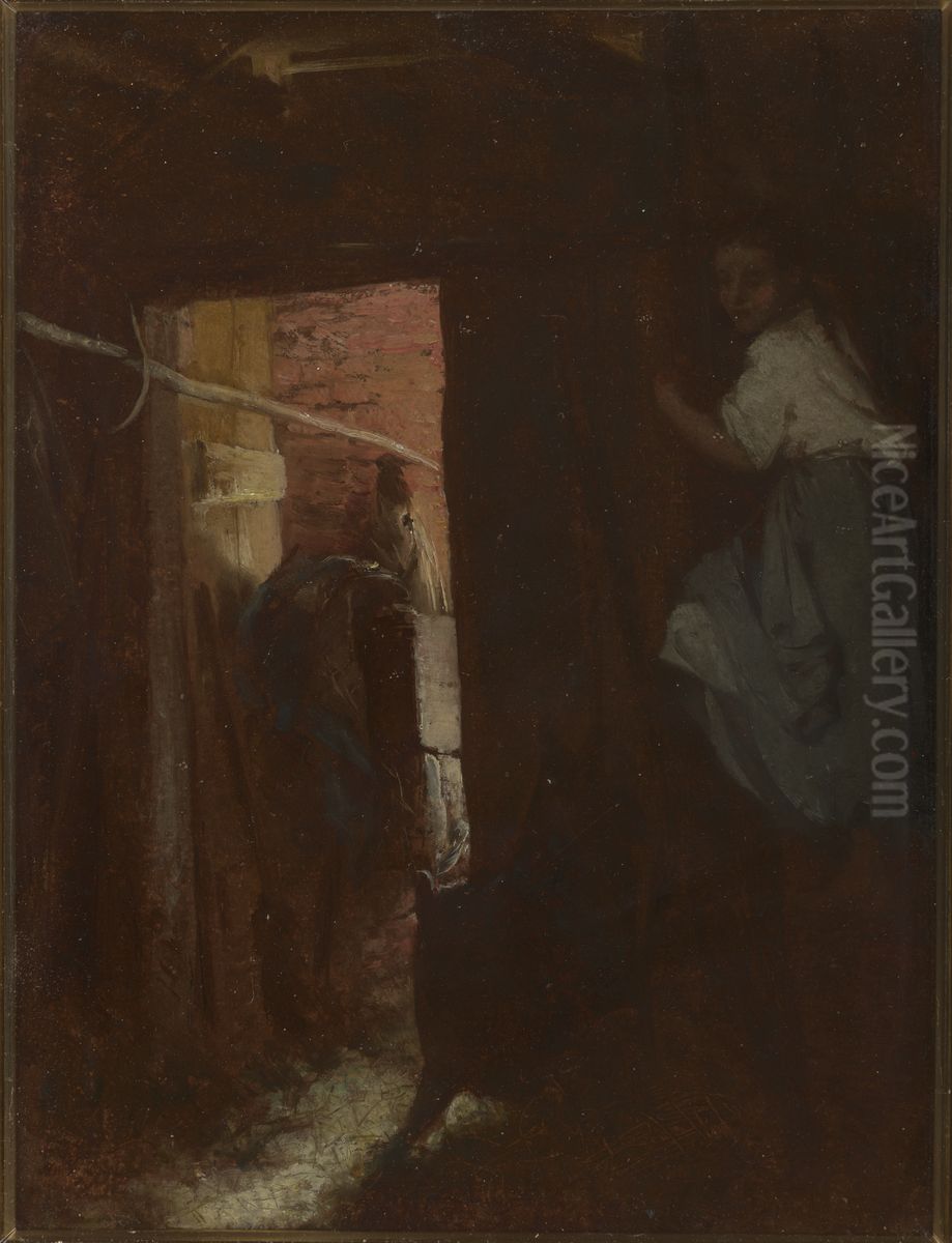 Interior of a Cottage Oil Painting by Aleksander Kotsis