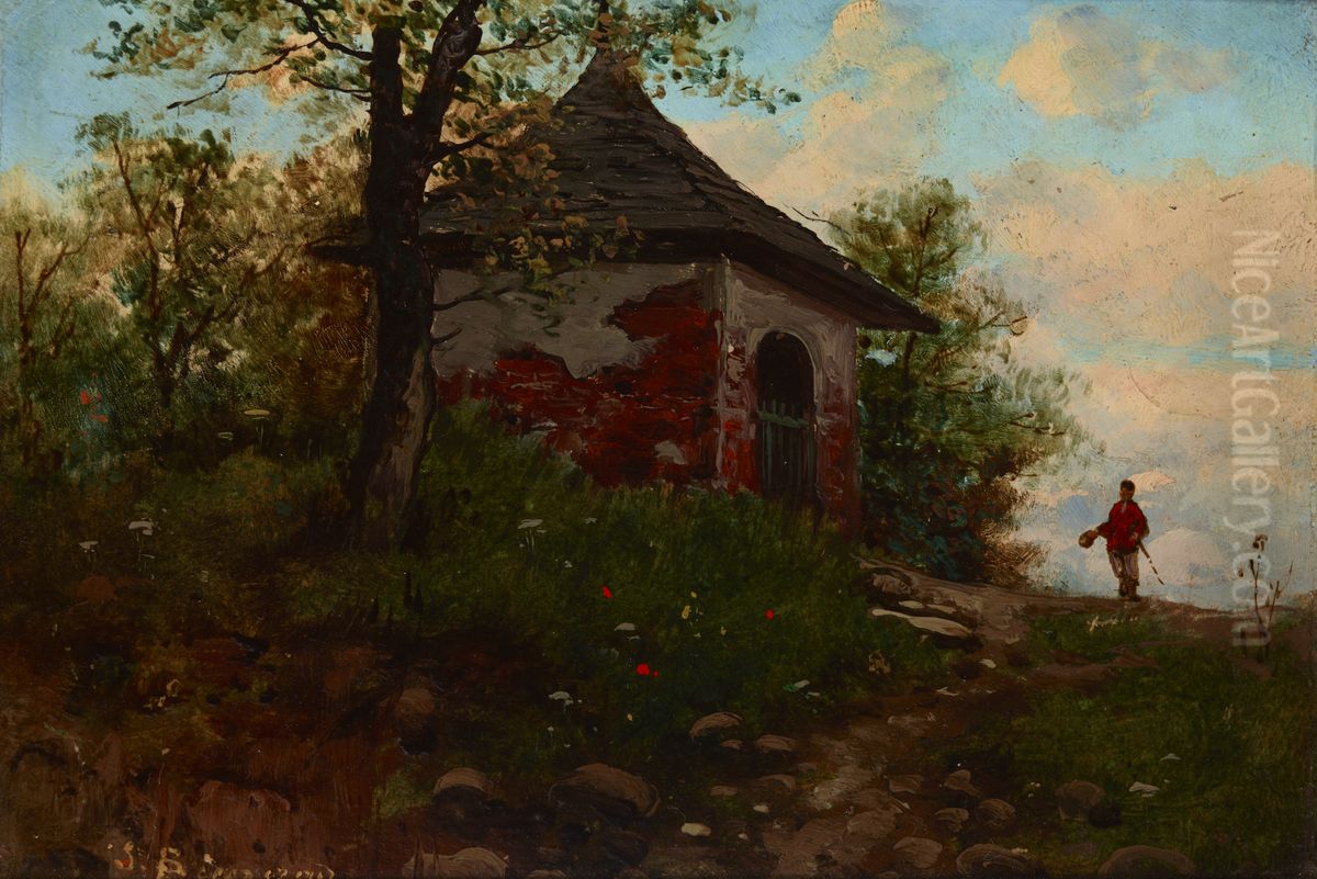 Landscape with a Wayside Shrine Oil Painting by Seweryn Bieszczad