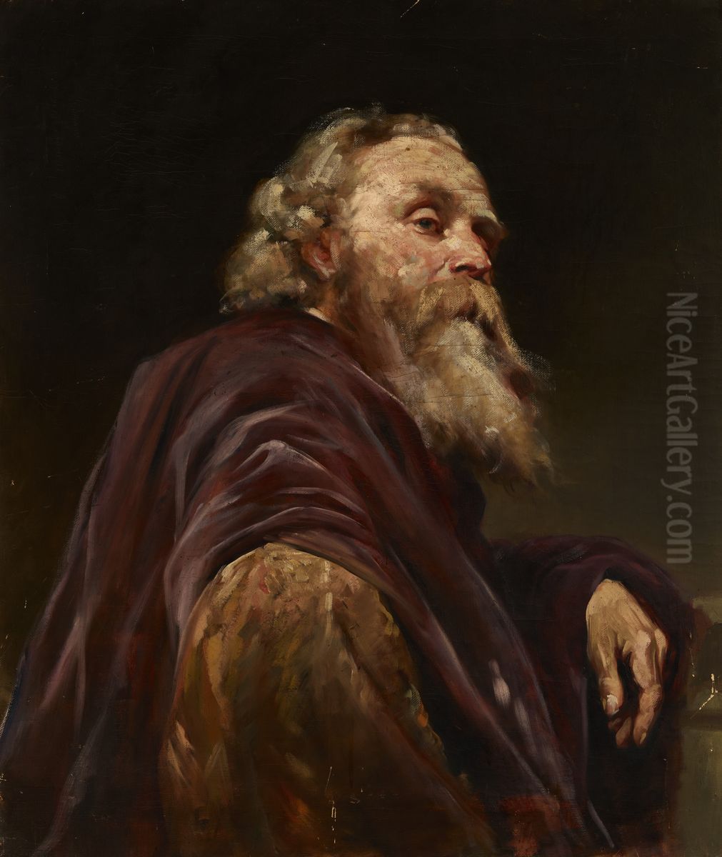 Portrait of an Old Man Oil Painting by Wladyslaw Czachorski