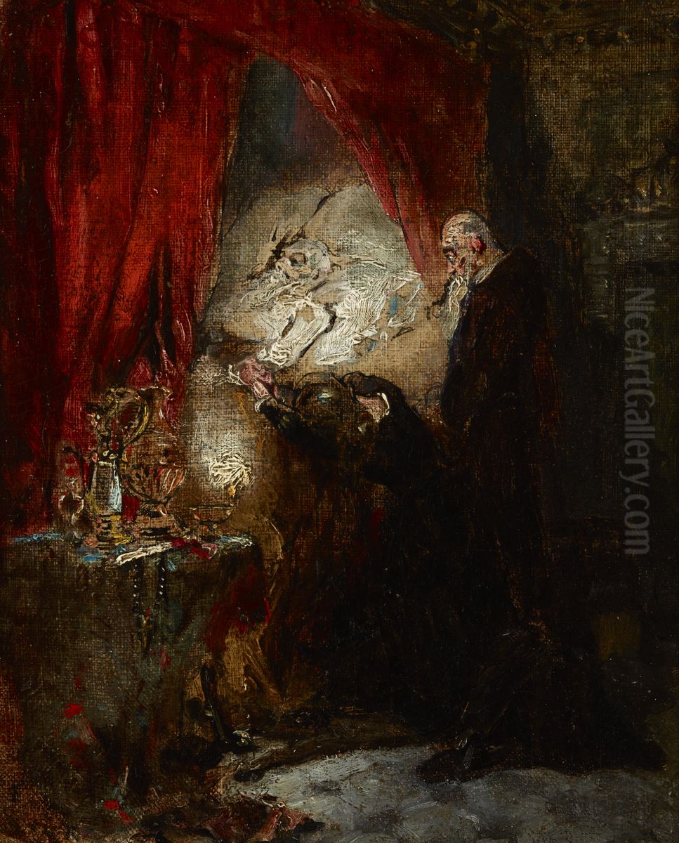 At the Deathbed Oil Painting by Maurycy Gottlieb