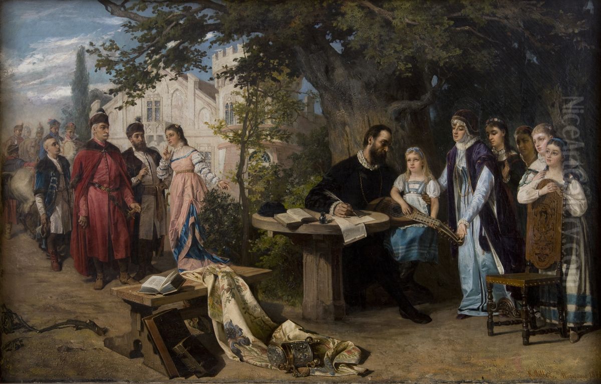 Jan Zamoyski Visiting Czarnolas Oil Painting by Karol Miller