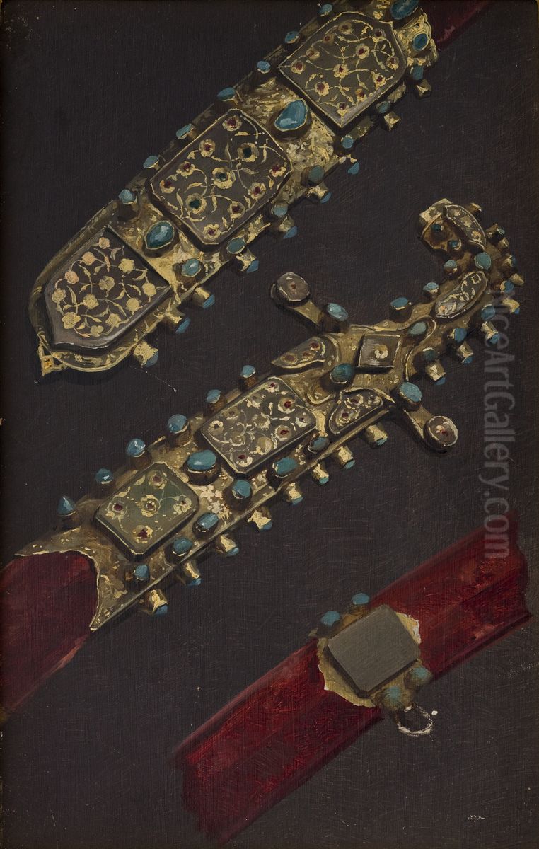 Study of a Turkish Sabre from the 17th C. Oil Painting by Stanislaw Chlebowski