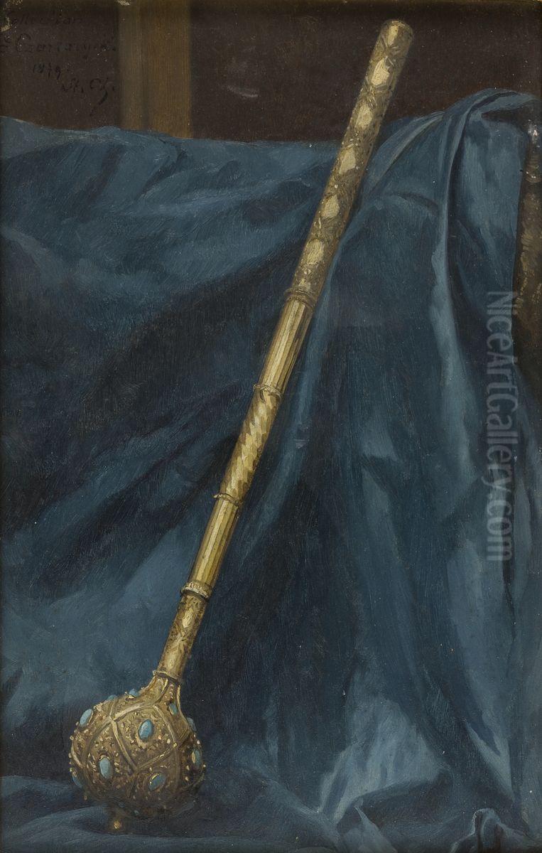 Study of a Turkish Mace from the 17th C. Oil Painting by Stanislaw Chlebowski