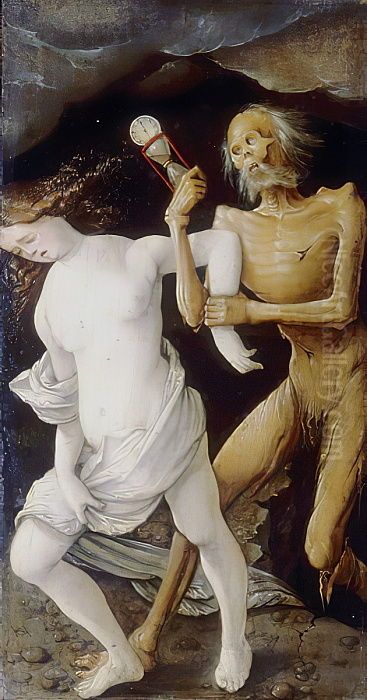 Death chases a Maiden Oil Painting by Hans Baldung Grien