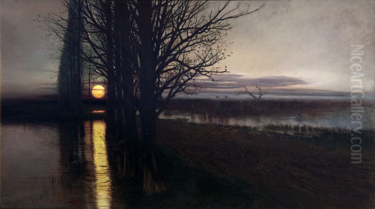 Voshod luny Oil Painting by Stanislaw Maslowski