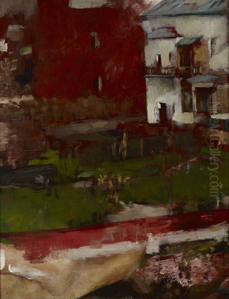 Town Buildings I Oil Painting by Olga Boznanska