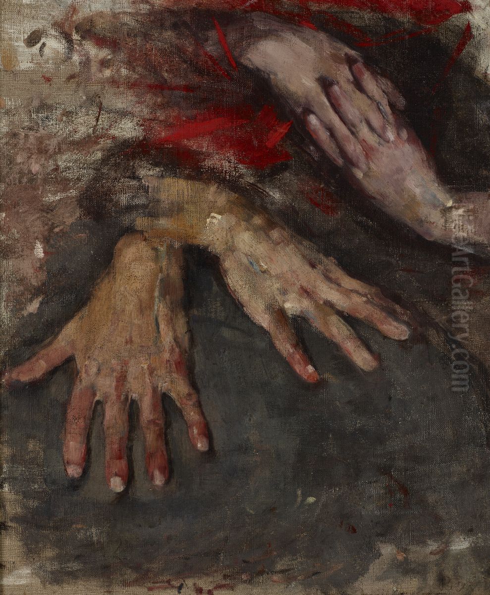 Study of Two Pairs of Hands Oil Painting by Olga Boznanska