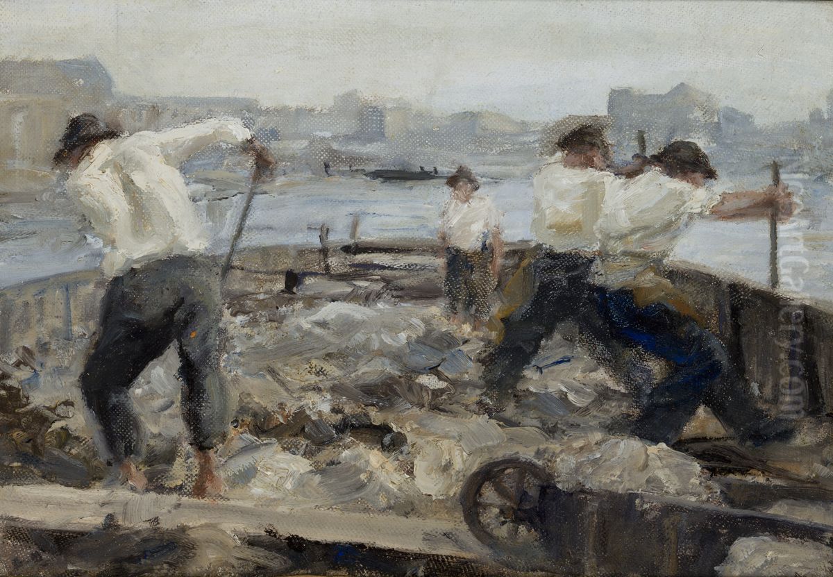Sand-Diggers Oil Painting by Ludwik de Laveaux