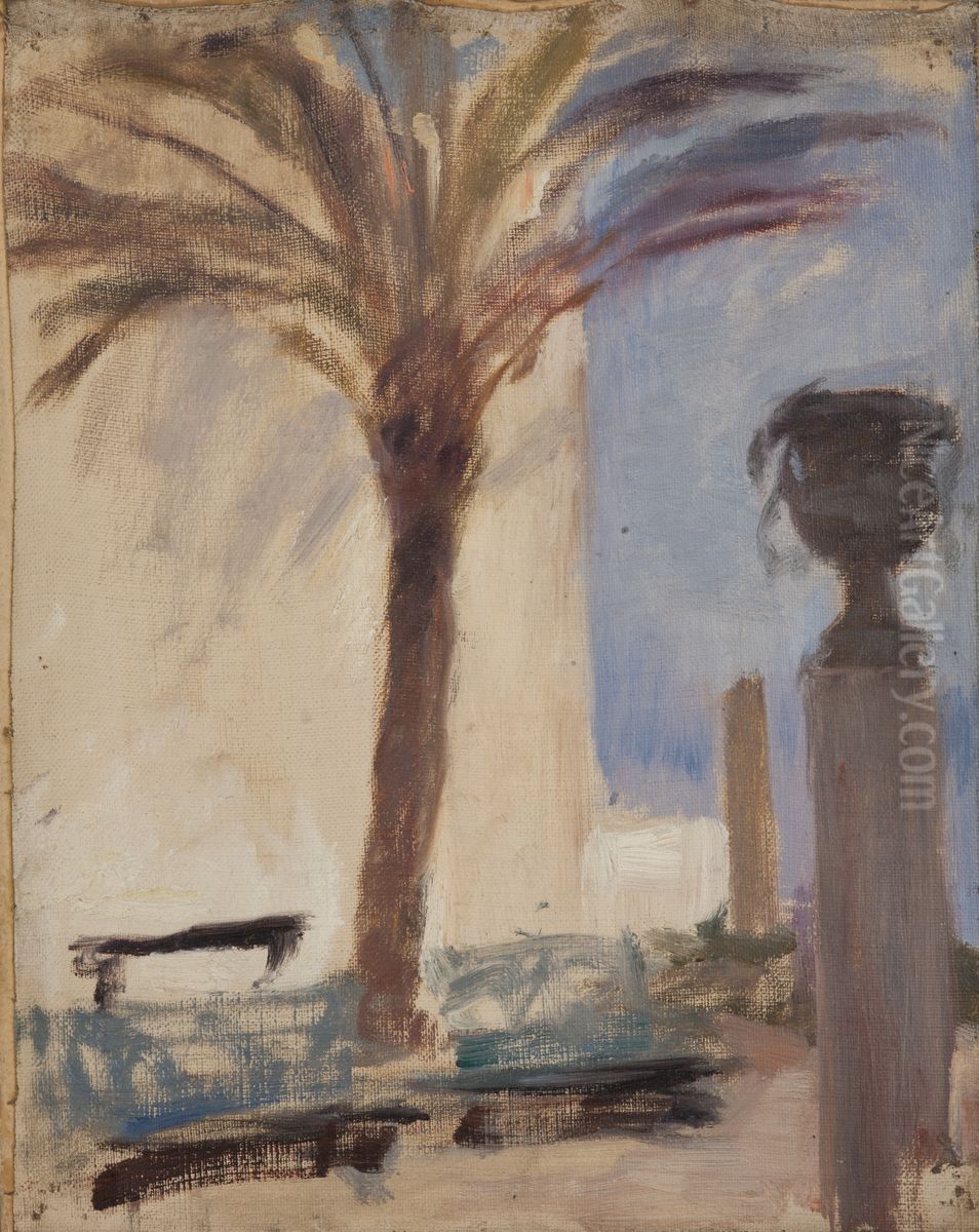 Taormina (Palms near the Hotel) Oil Painting by Jan Ciaglinski