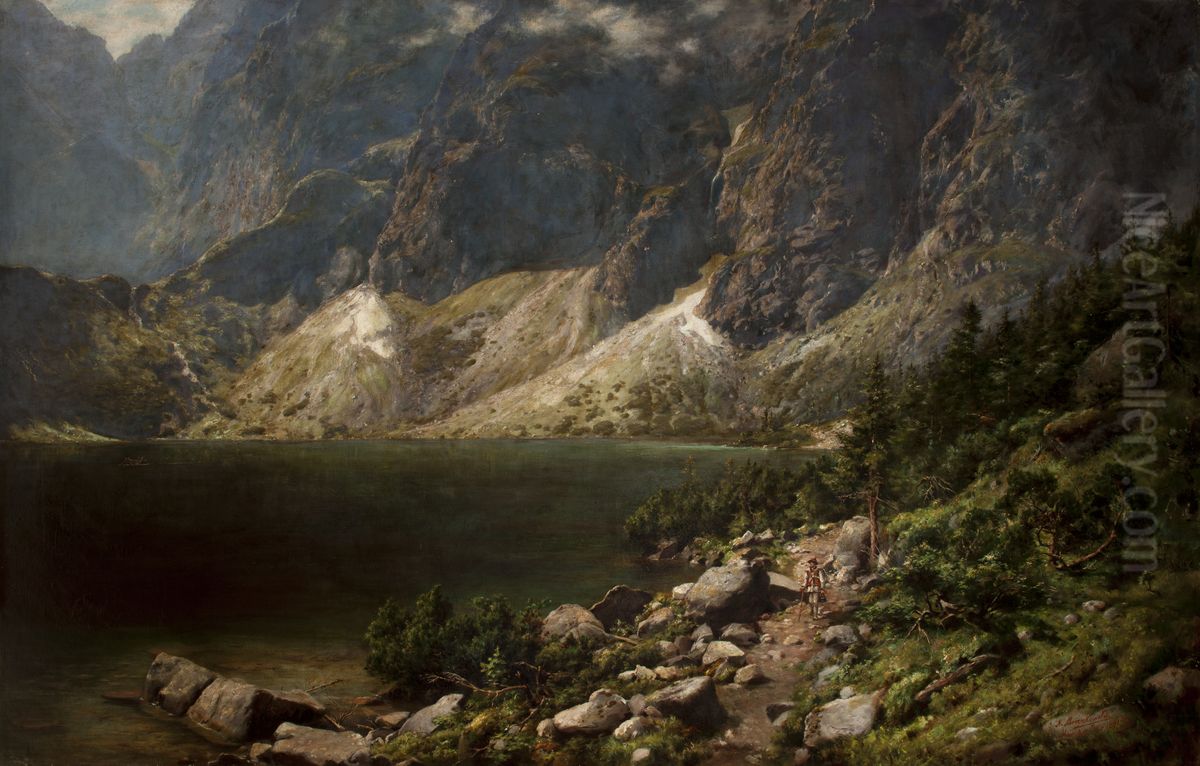 The Morskie Oko Lake Oil Painting by Aleksander Mroczkowski