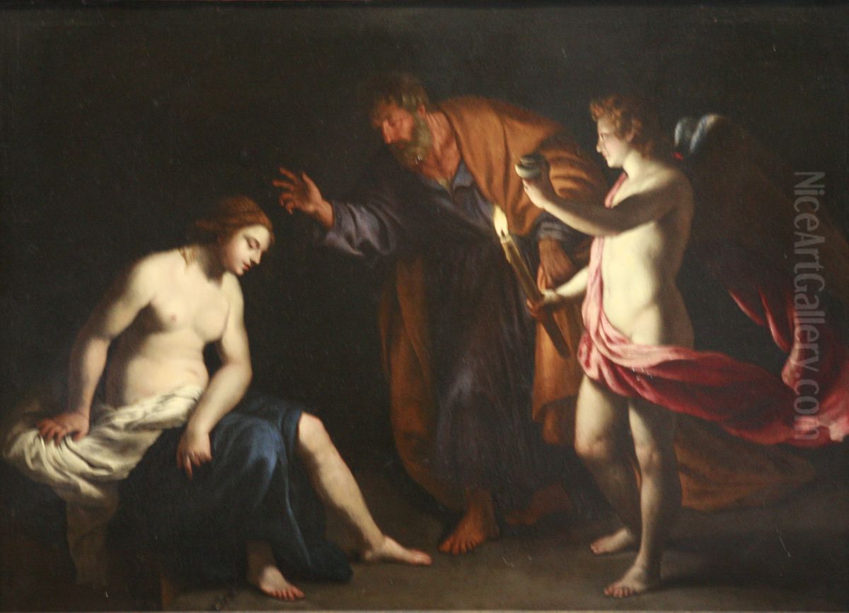 Saint Peter visits Saint Agatha in her Prison Oil Painting by Alessandro Turchi