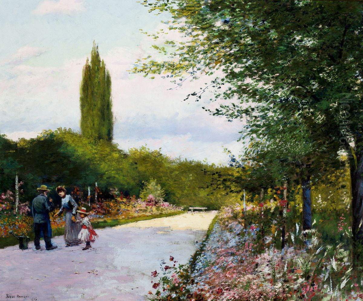 In the Garden Oil Painting by Jozef Rapacki
