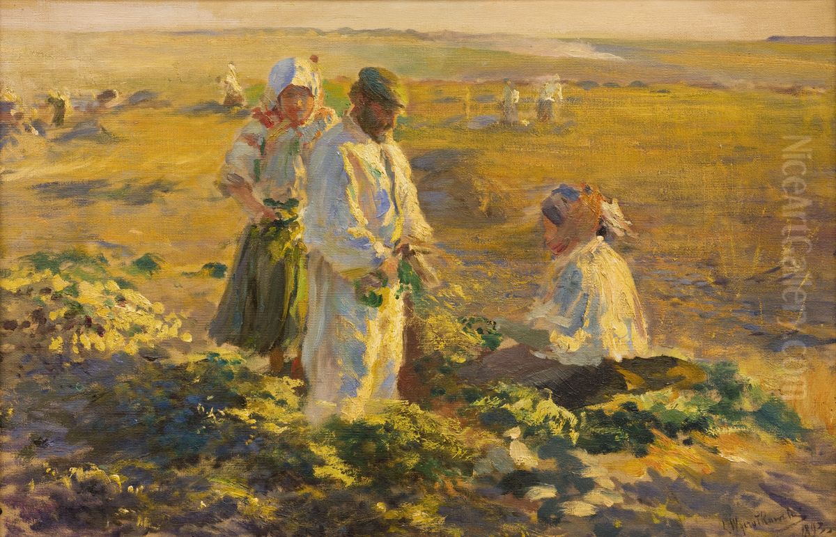 Beet-Lifting Oil Painting by Leon Wyczolkowski