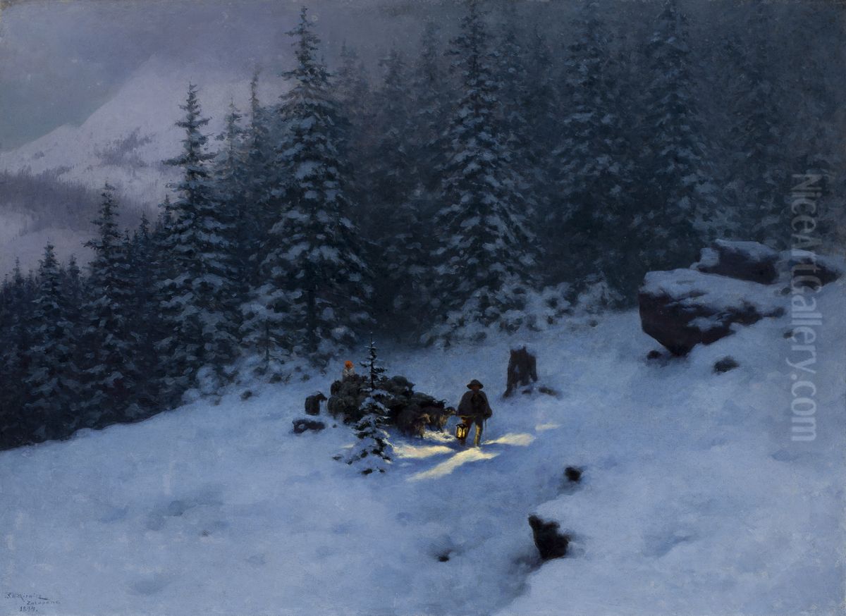 Autumn Pasturage Oil Painting by Stanislaw Witkiewicz