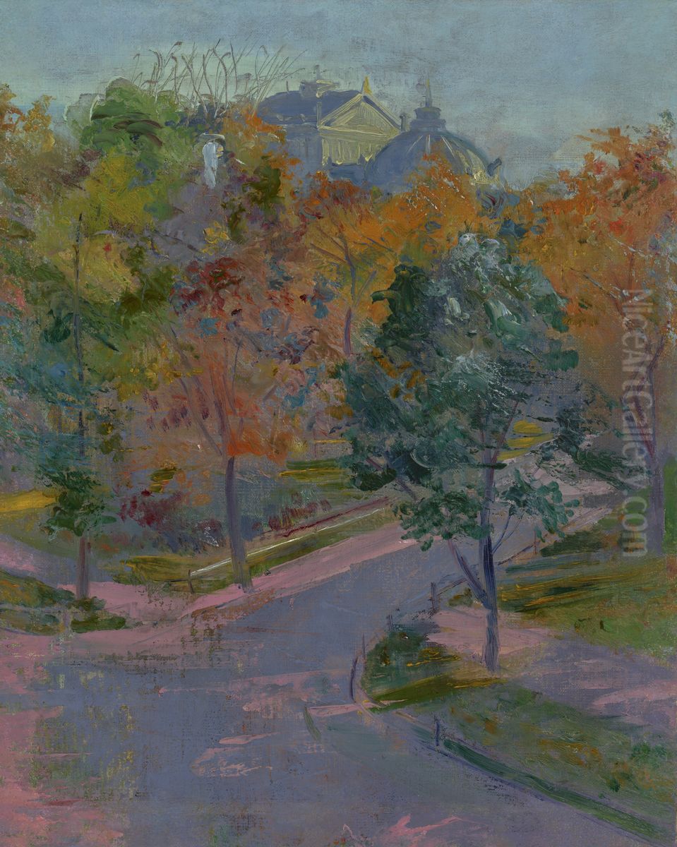 View of the Municipal Theatre Krakow from Zacisze Street Oil Painting by Stanislaw Wyspianski