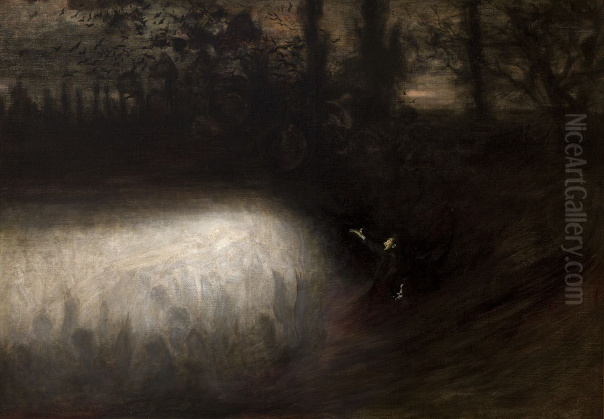 Funeral March Oil Painting by Wladyslaw Podkowinski