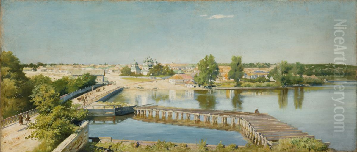 Country of a Ukrainian Country Town Oil Painting by Julian Maszynski