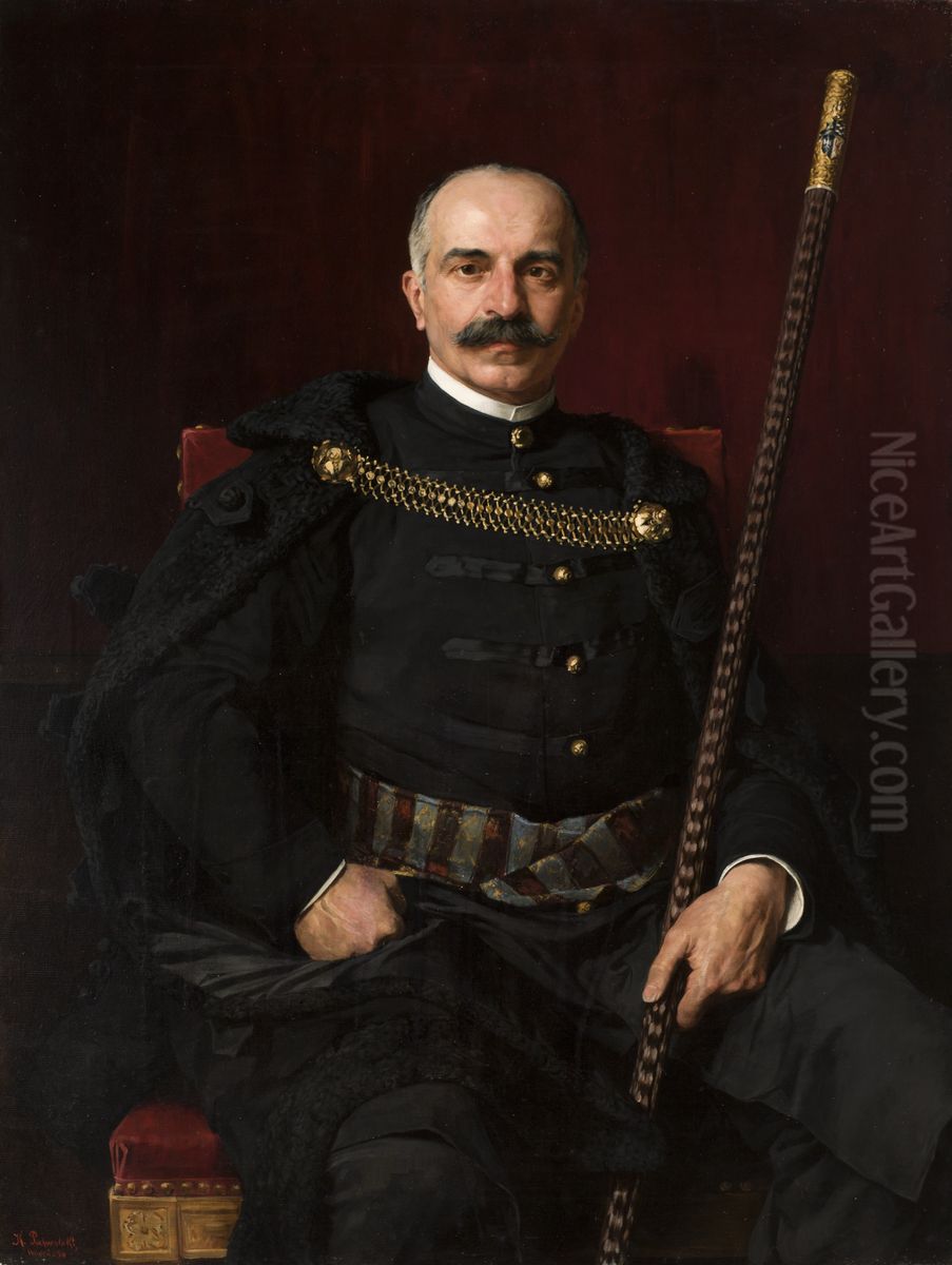 Portrait of Eustachy Sanguszko Oil Painting by Kazimierz Pochwalski