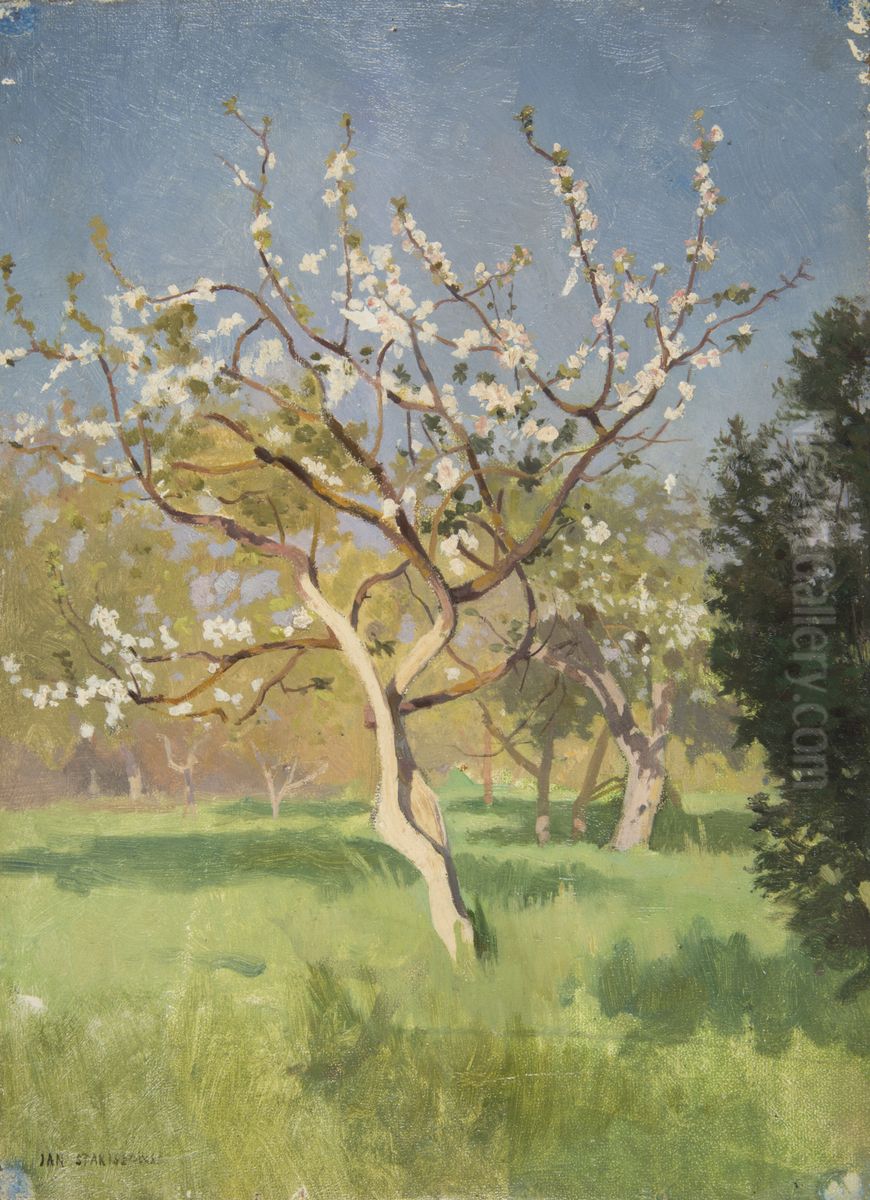 Apple-Tree in Blossom Oil Painting by Jan Stanislawski