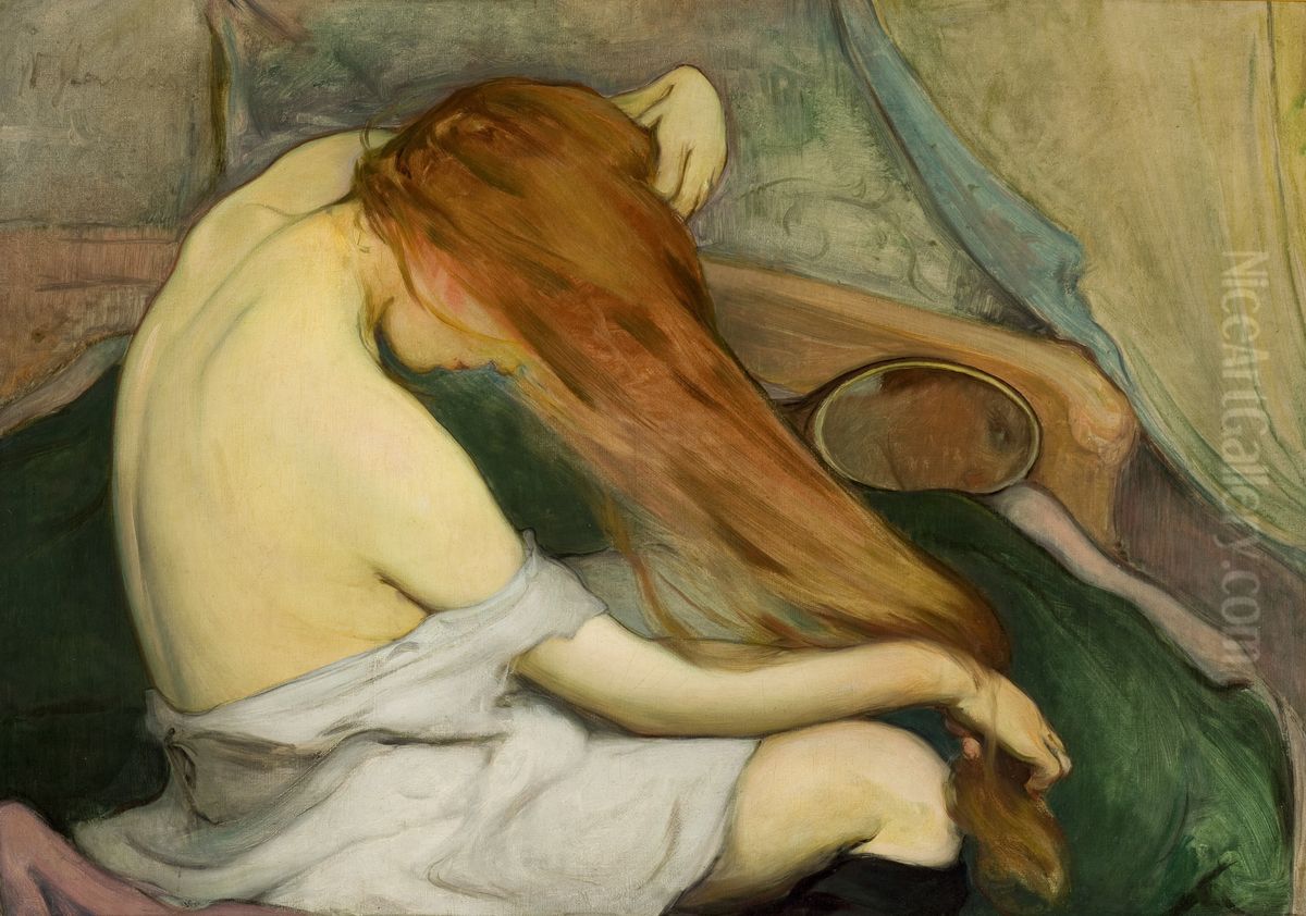 Czeszaca sie Oil Painting by Wladyslaw Slewinski