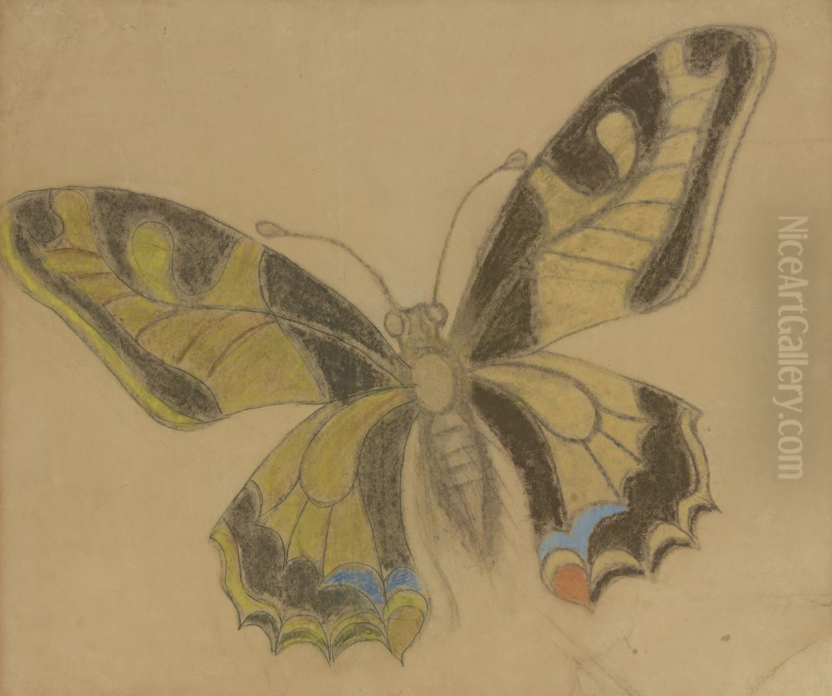 Butterfly (Old World Swallowtail) Oil Painting by Stanislaw Wyspianski