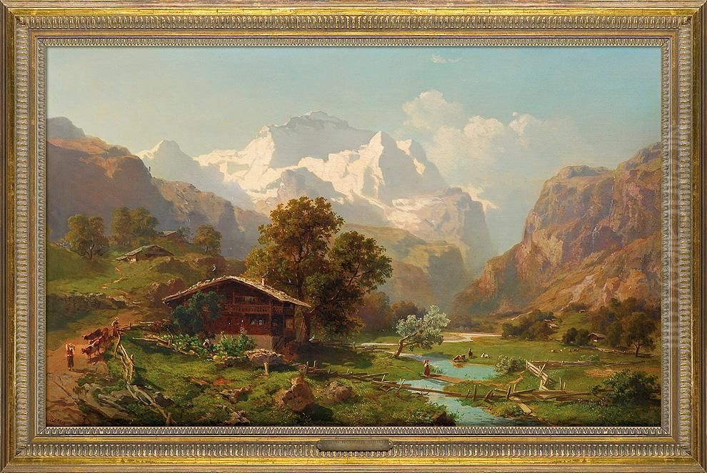 Dolina Lauterbrunner Z Widokiem Na Jungfrau Oil Painting by Joseph Niklaus Butler