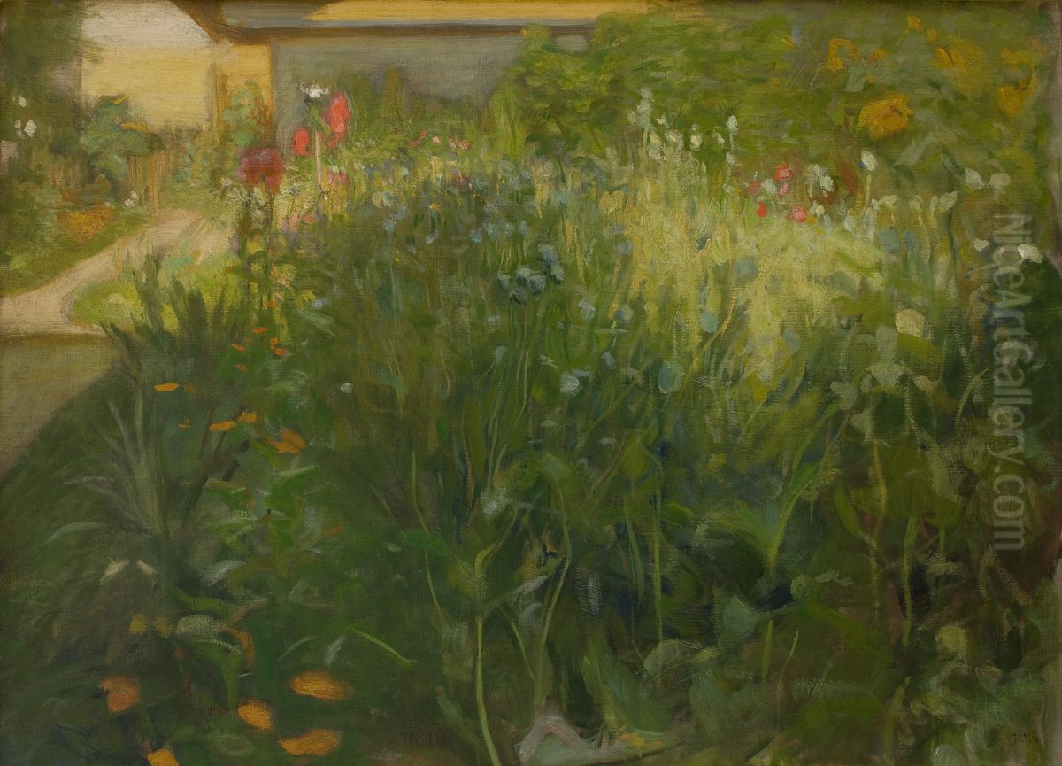 Flower garden Oil Painting by Wojciech Weiss