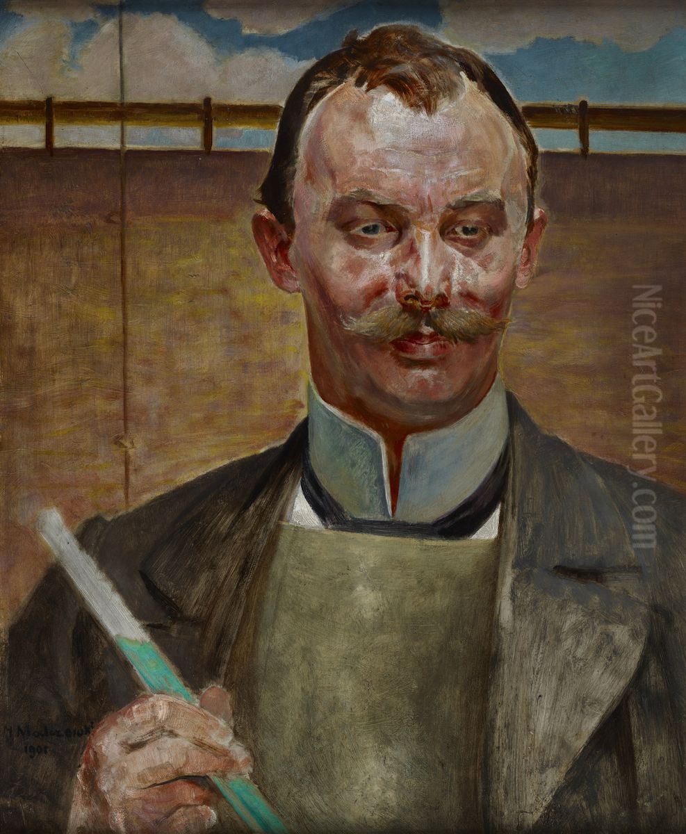 Portrait of Alfred Stepek Oil Painting by Jacek Malczewski