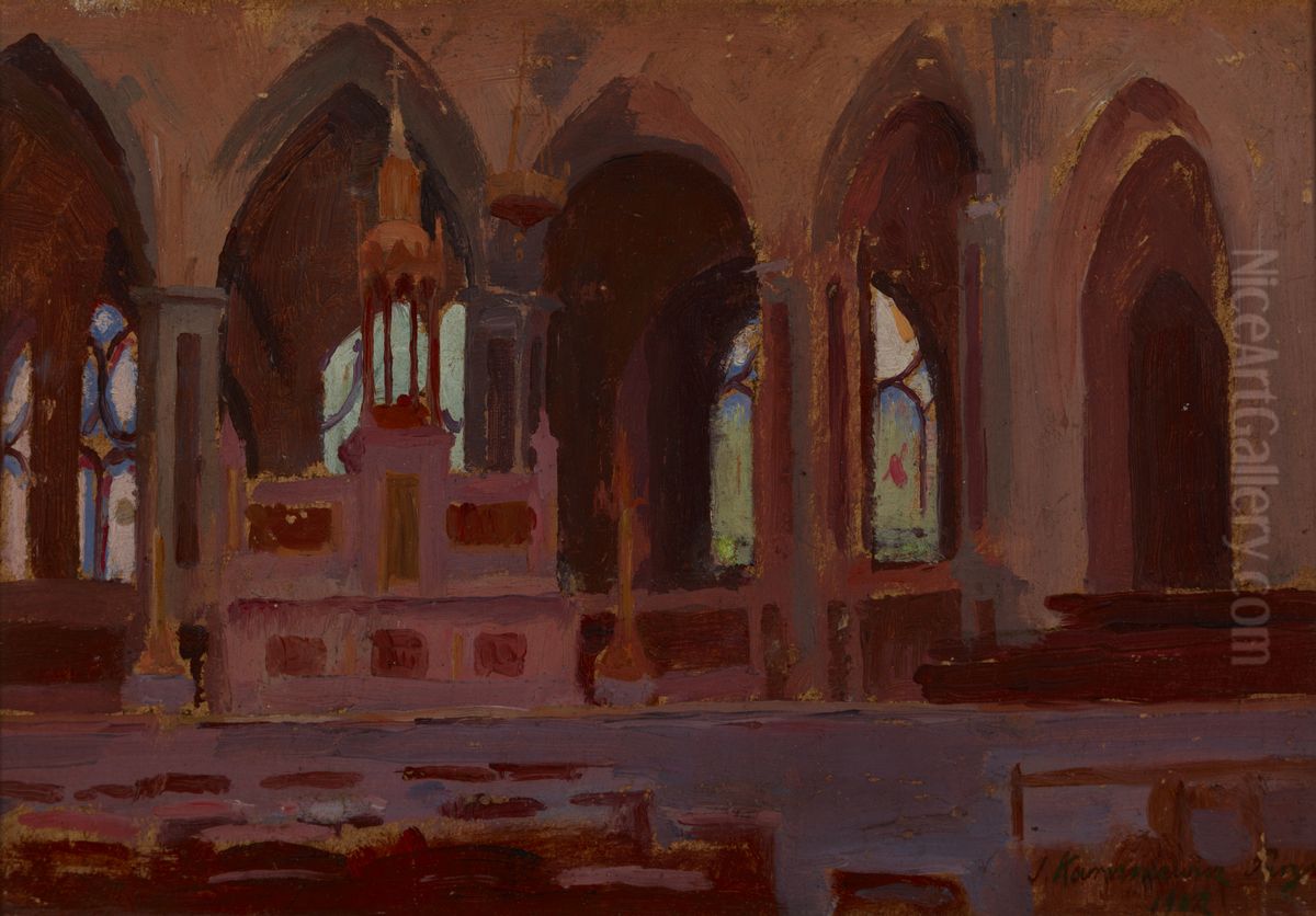 Interior of a Church Oil Painting by Jerzy Karszniewicz