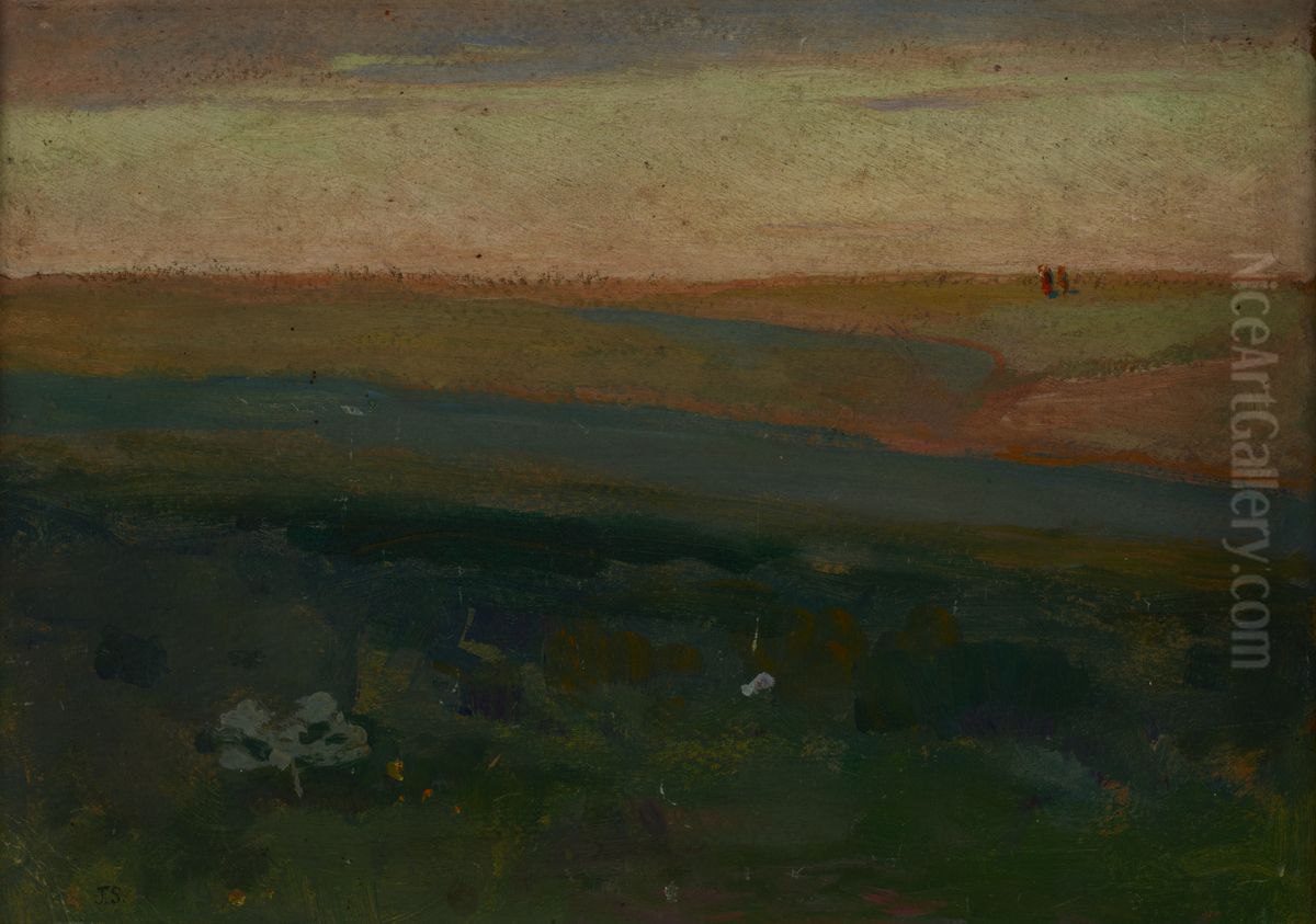 Green Steppe in the Ukraine Oil Painting by Jan Stanislawski