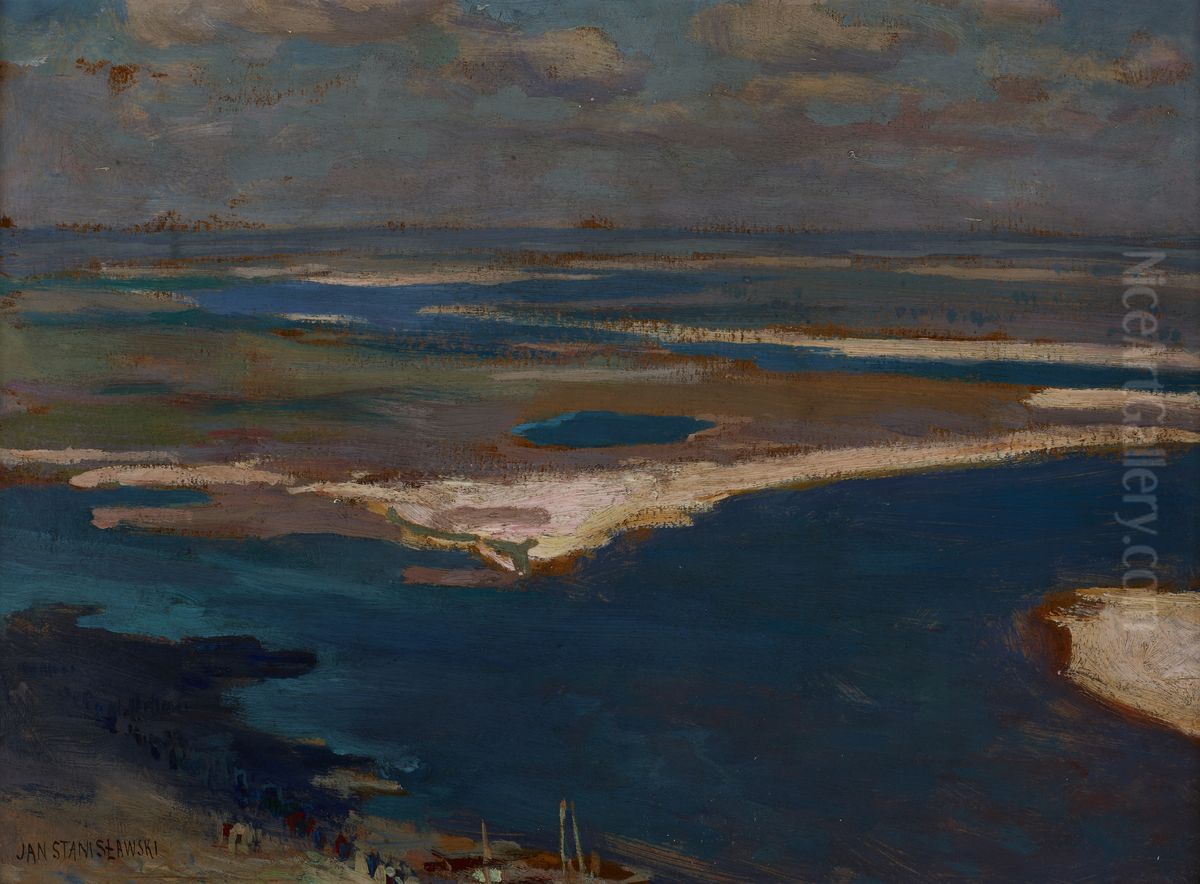 The Dnieper River in Blue Oil Painting by Jan Stanislawski