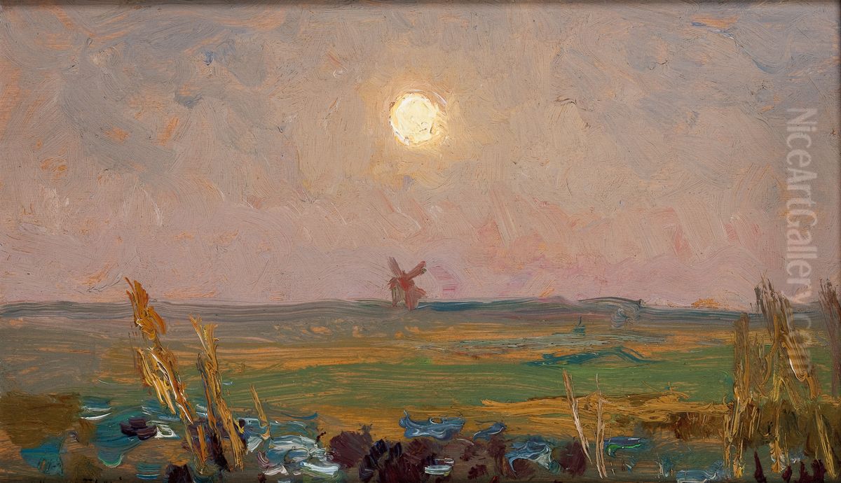 Sun Oil Painting by Jan Stanislawski