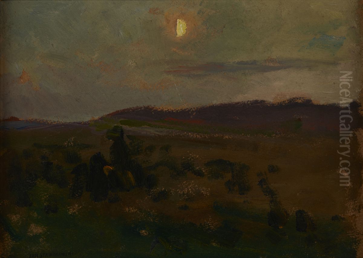 Moonrise Oil Painting by Jan Stanislawski