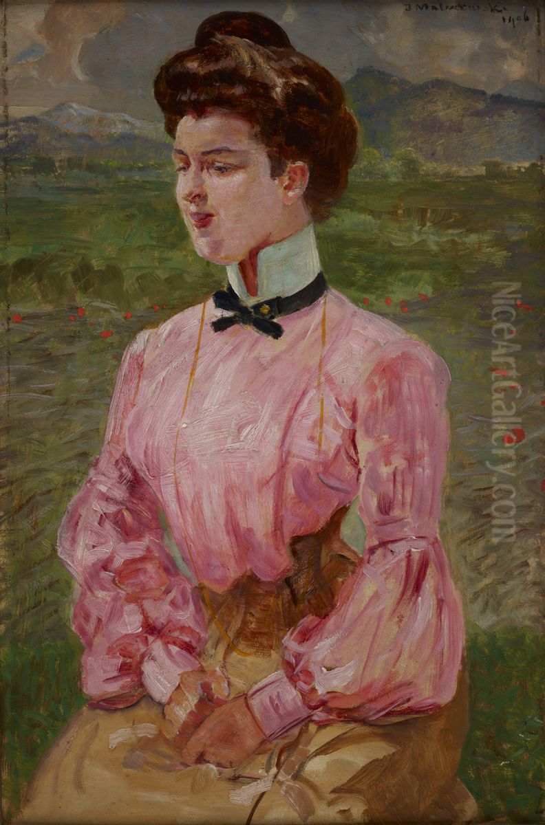 Portrait of a Young Lady Oil Painting by Jacek Malczewski
