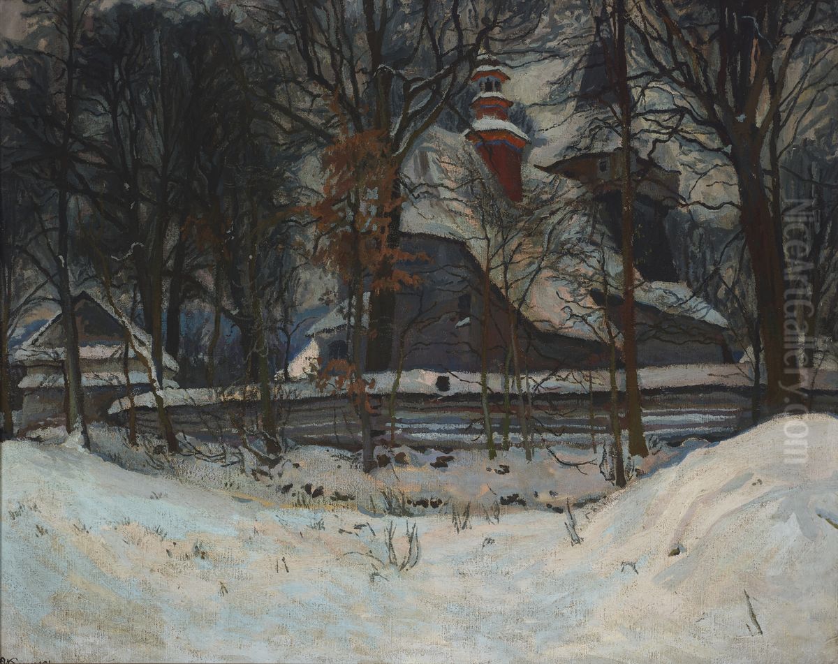 Church at Wola Radziszowska Oil Painting by Stanislaw Kamocki