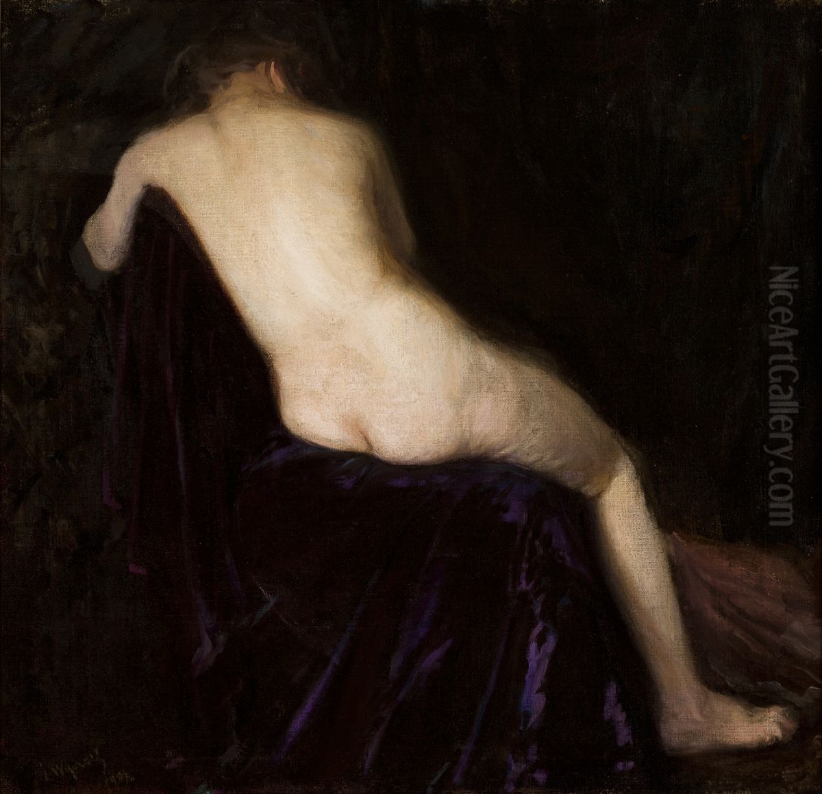 Female Nude Oil Painting by Leon Wyczolkowski