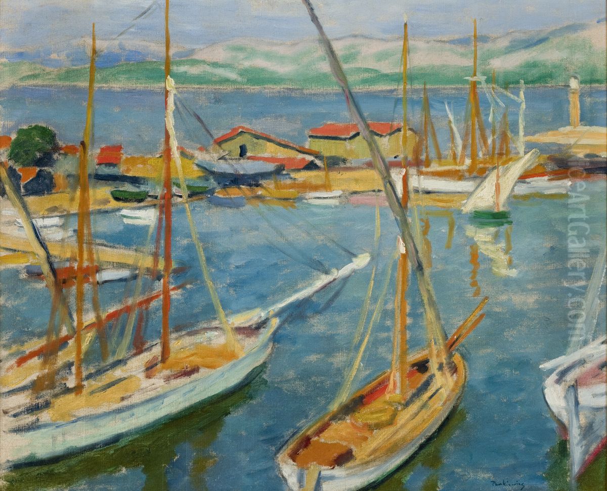 Harbour at Saint-Tropez Oil Painting by Jozef Pankiewicz