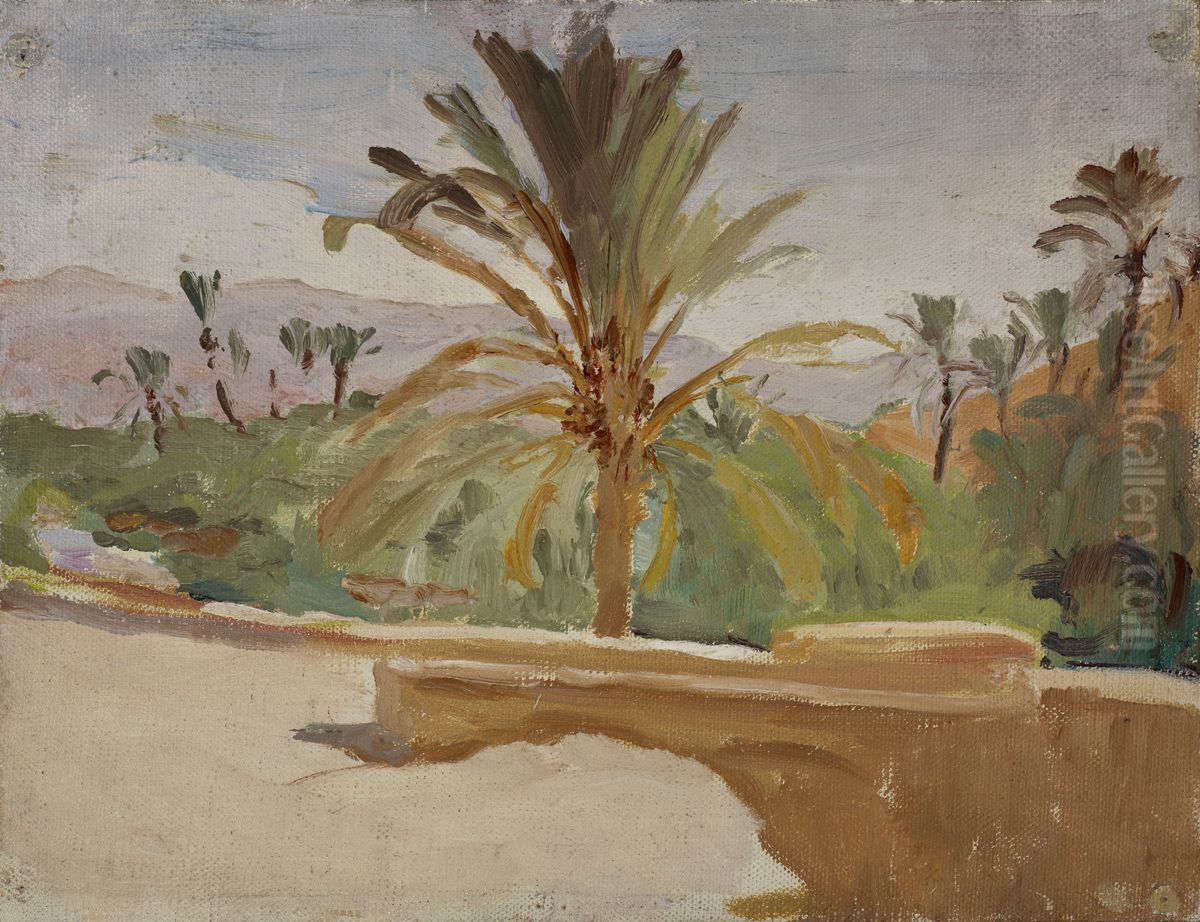 Biskra (Oasis with Palm Trees) Oil Painting by Jan Ciaglinski
