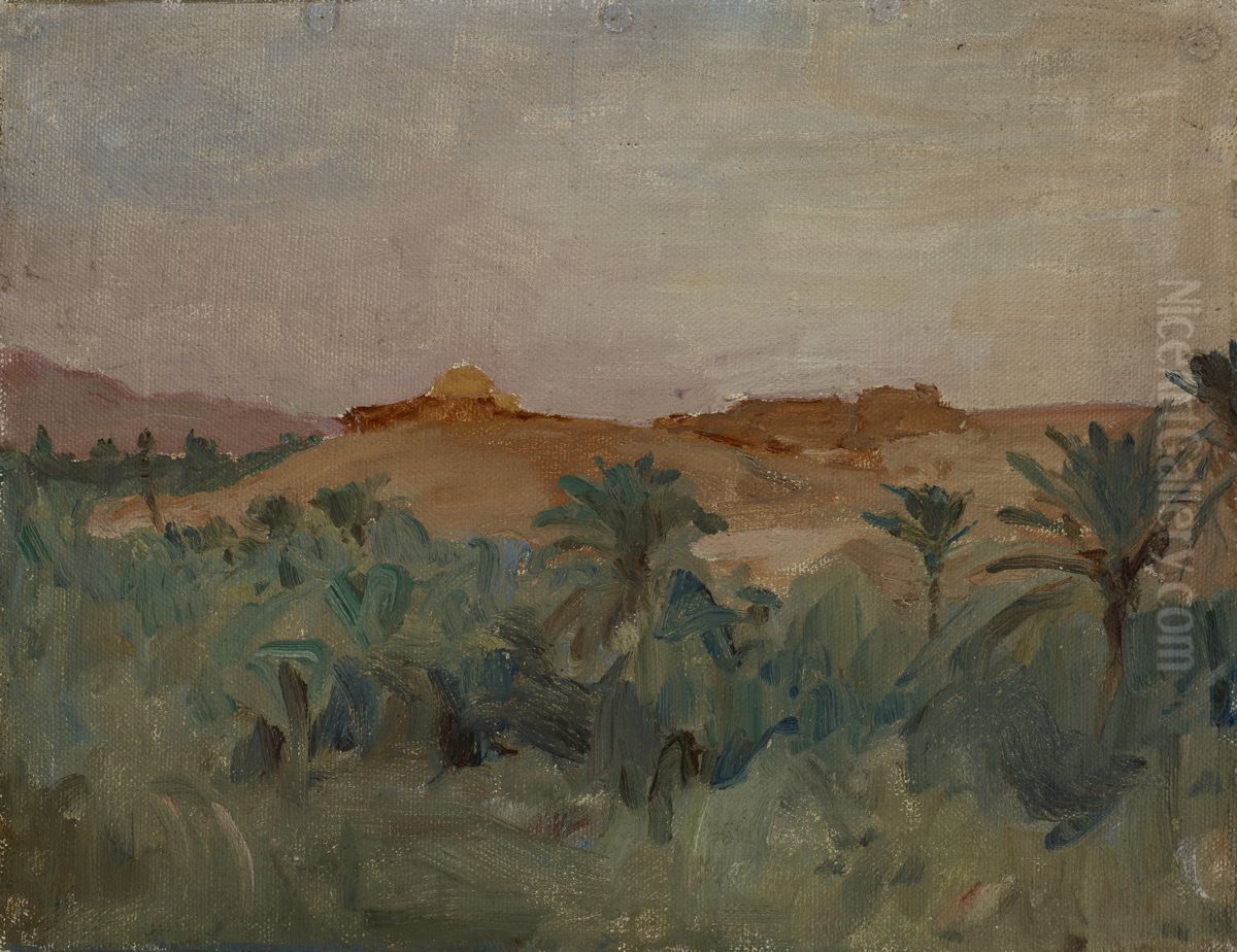 Biskra - The Sirocco (Palm Trees) Oil Painting by Jan Ciaglinski