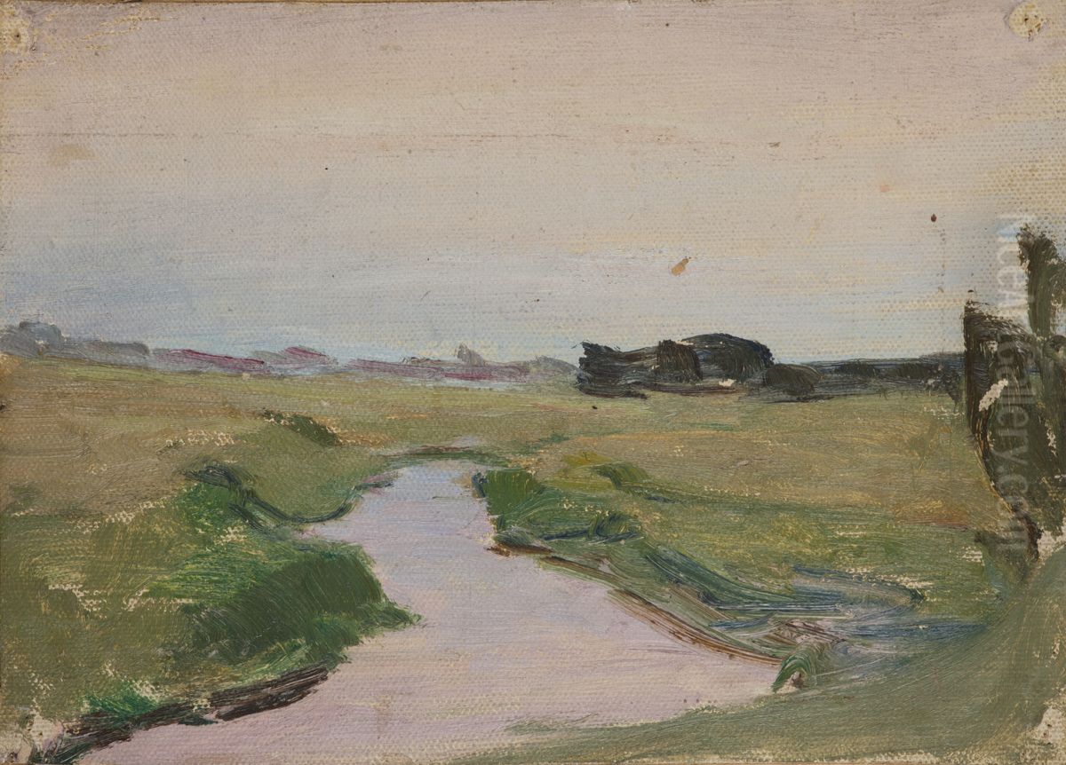 The White Night - A River Oil Painting by Jan Ciaglinski