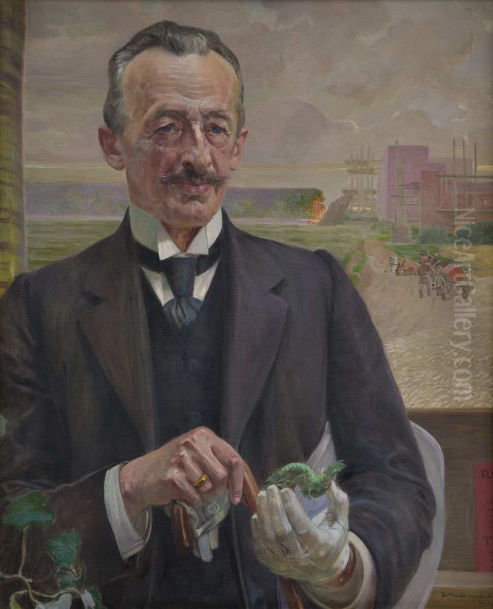 Portrait of Jozef Sare, Vice-President of the City of Krakow Oil Painting by Jacek Malczewski