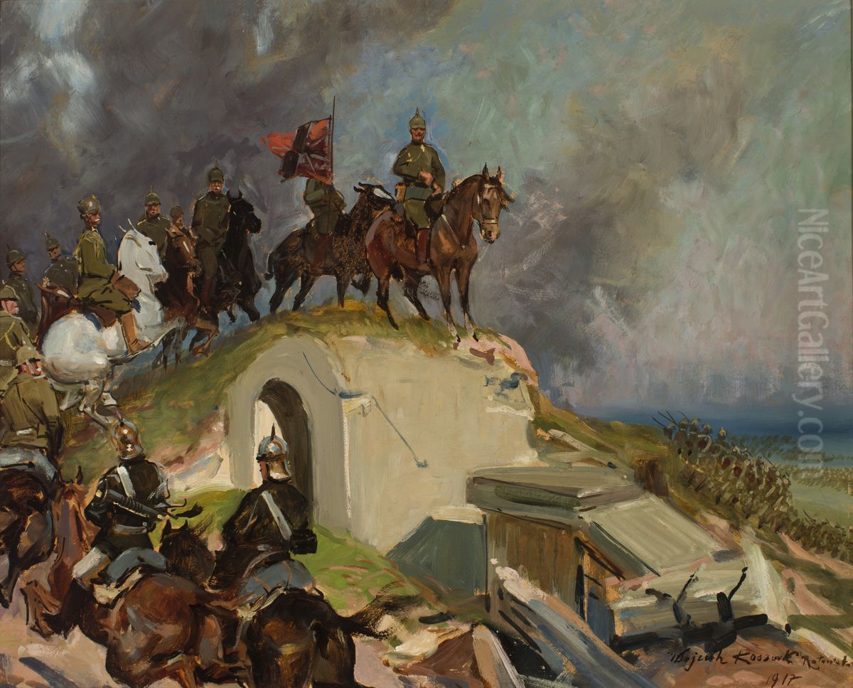 Battle Scene from the First World War Oil Painting by Wojciech Kossak