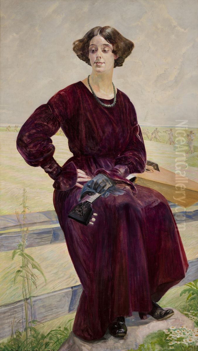 The Finished Song - Portrait of Roza Aleksandrowicz Oil Painting by Jacek Malczewski